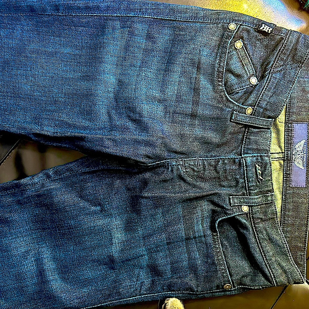 Vintage Rock & Republic Stella Embellished straight leg Jeans crystal logo Y2K